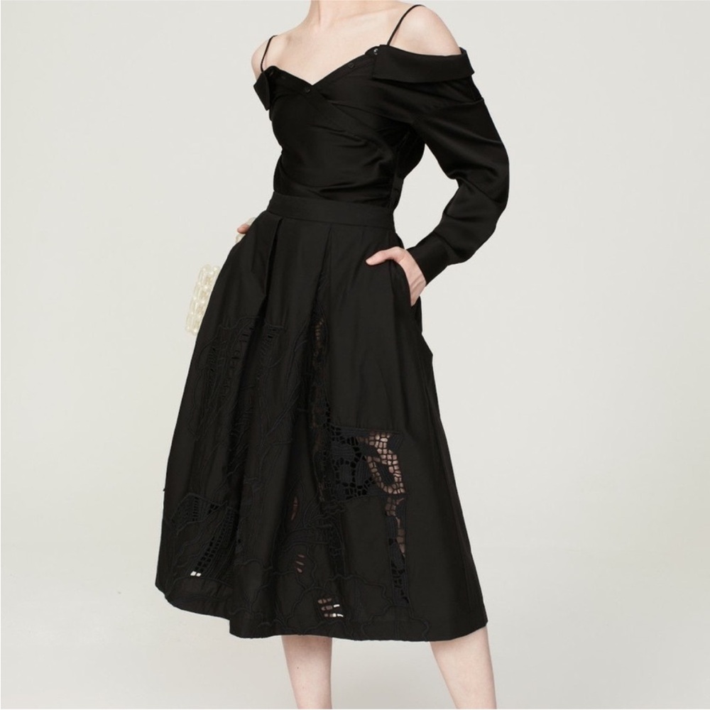 Stella Jean Black Off-Shoulder Midi Skirt
